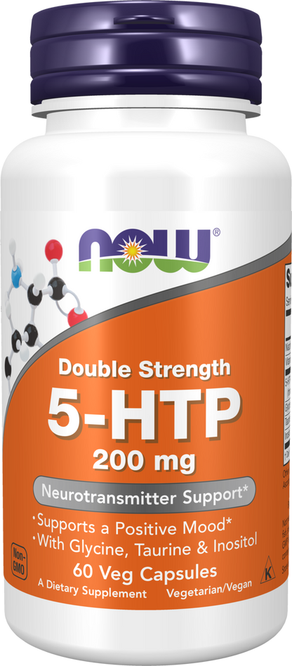 NOW Supplements, 5-HTP (5-hydroxytryptophan) 200 mg, 60 Veg Caps