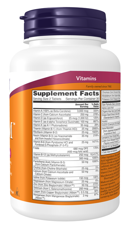 NOW Supplements, ADAM™ Men's Multivitamin, 60 Tabs