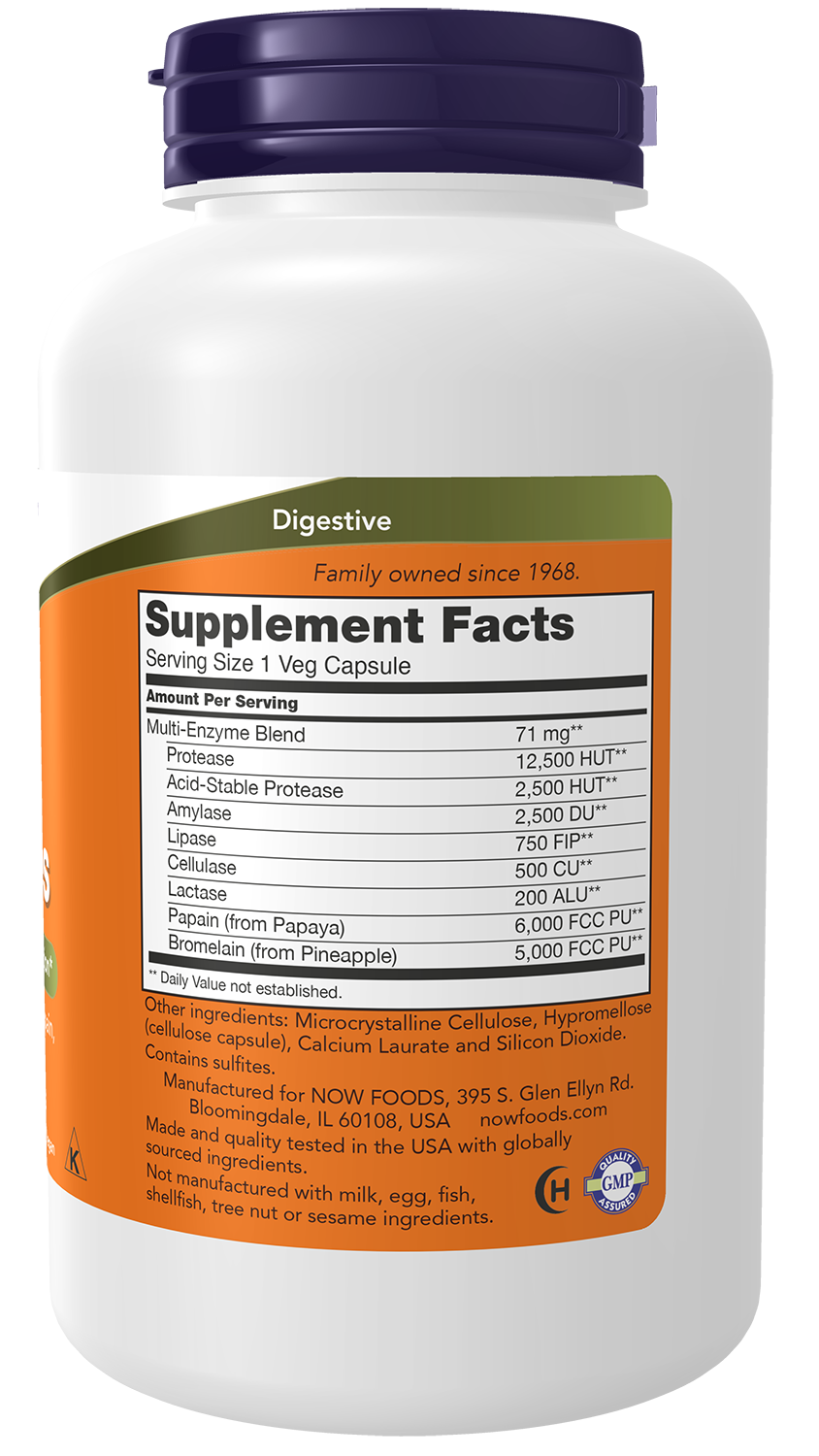 NOW Supplements, Plant Enzymes, Lactase, Protease, Bromelain, 240 Veg Caps