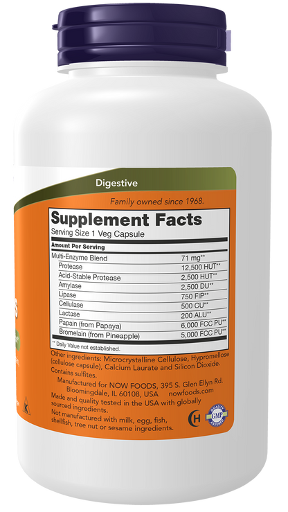 NOW Supplements, Plant Enzymes, Lactase, Protease, Bromelain, 240 Veg Caps