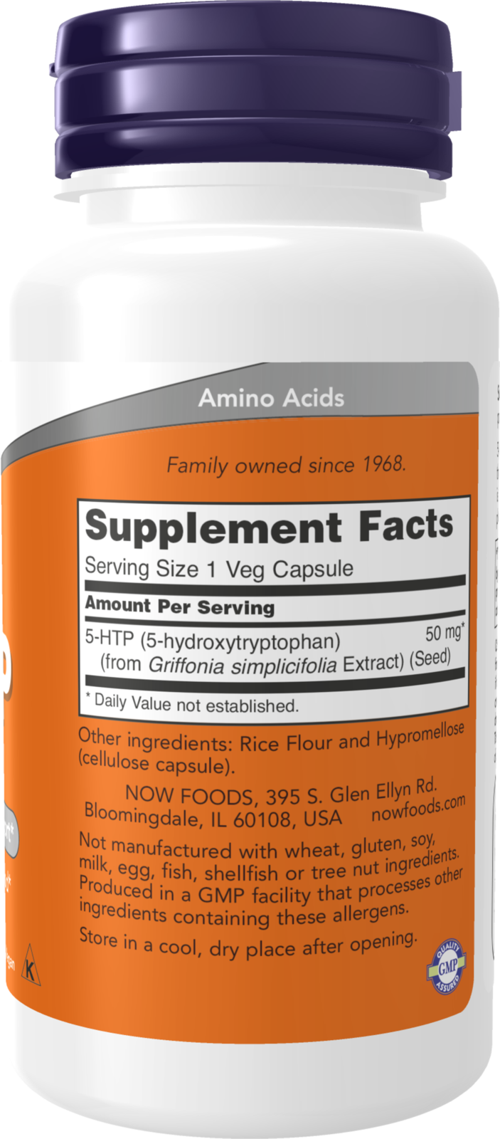 NOW Supplements, 5-HTP (5-hydroxytryptophan) 50 mg, 90 Veg Caps