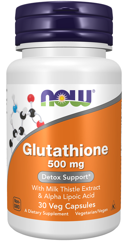 NOW Supplements, Glutathione 500 mg, Detoxification Support*, 30 Veg Caps
