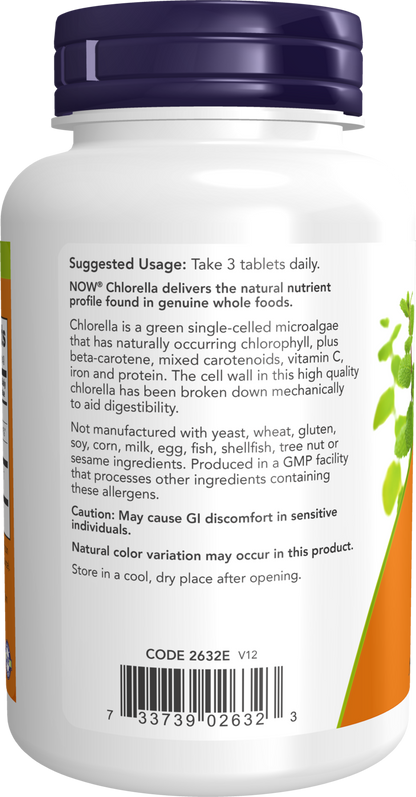 NOW Supplements, Chlorella 1,000 mg, Super Green, 120 Tabs