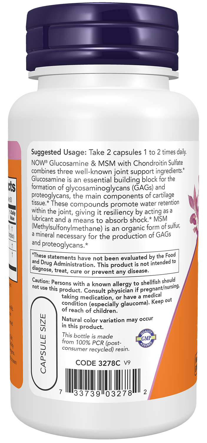 NOW Supplements, Glucosamine & MSM plus Chondroitin Sulfate, 60 Veg Caps