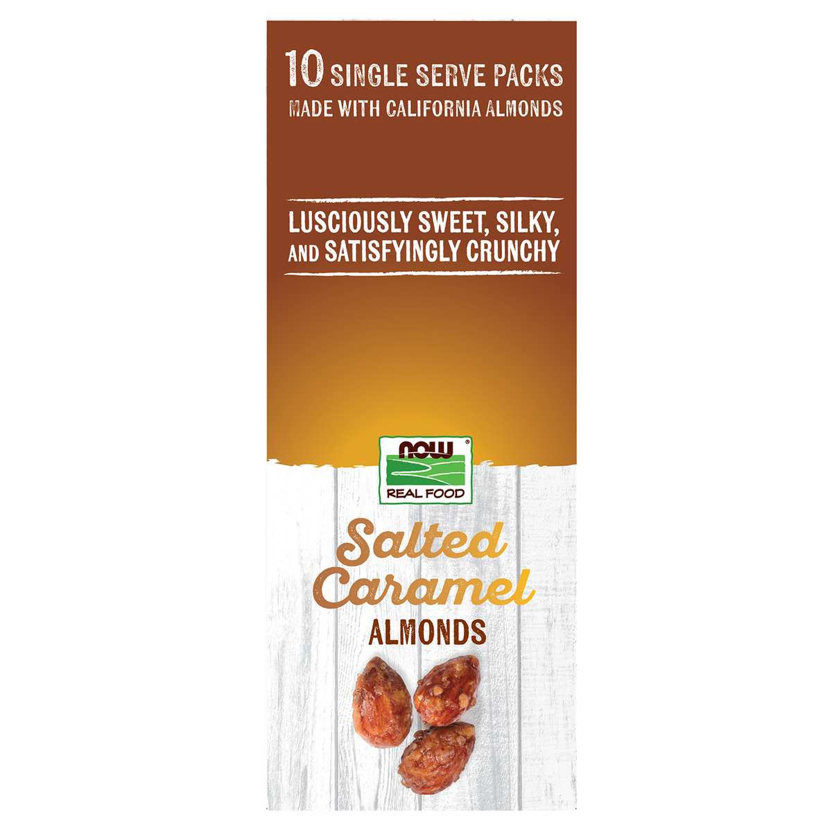 NOW Foods, Salted Caramel Almonds, Deliciously Sweet, 10 Single Packets