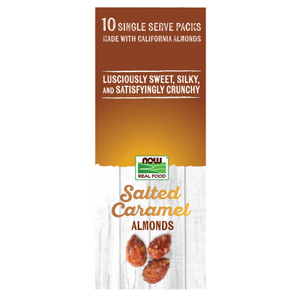 NOW Foods, Salted Caramel Almonds, Deliciously Sweet, 10 Single Packets