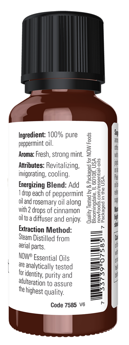 NOW Essential Oils, Peppermint Oil, Steam Distilled, Undiluted, 1 fl. oz