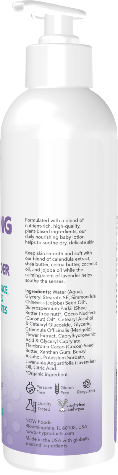 NOW Baby, Nourishing Lotion, Calming Lavender, Paraben Free, 8 Fluid Ounces