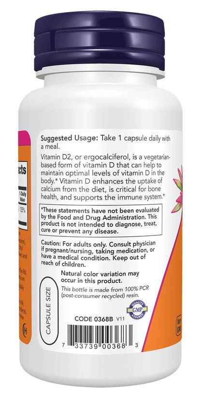 NOW Supplements, Vitamin D 1,000 IU Dry, Structural Support*, 120 Veg Caps