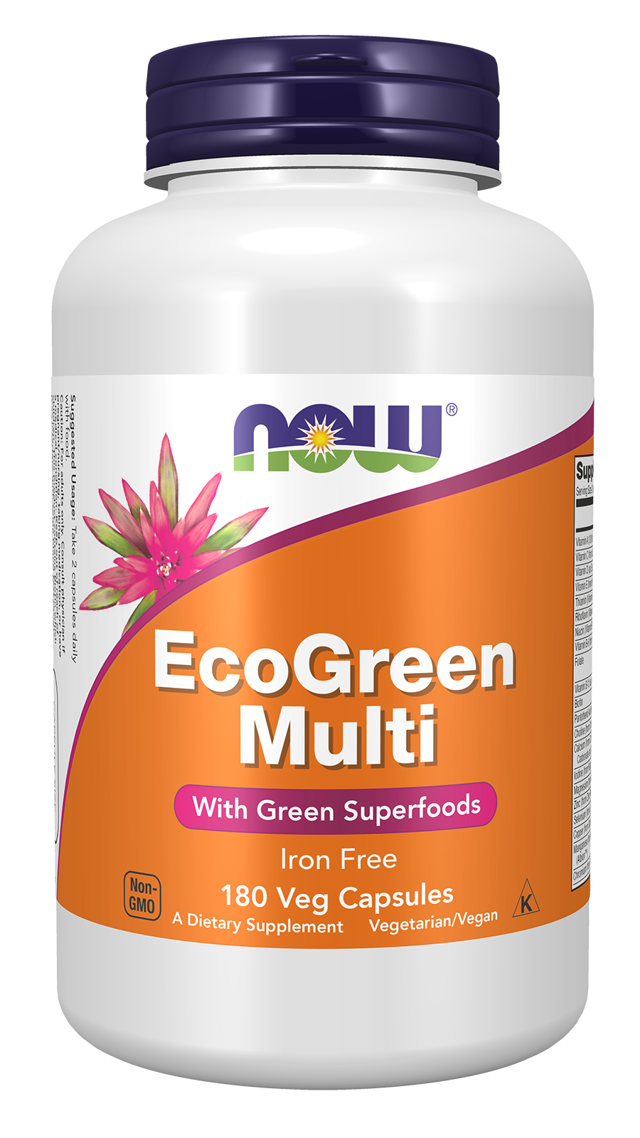 NOW Supplements, EcoGreen Multi Vitamin with Green Superfoods, 180 Veg Caps