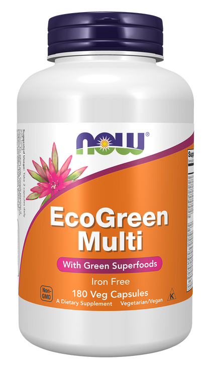 NOW Supplements, EcoGreen Multi Vitamin with Green Superfoods, 180 Veg Caps