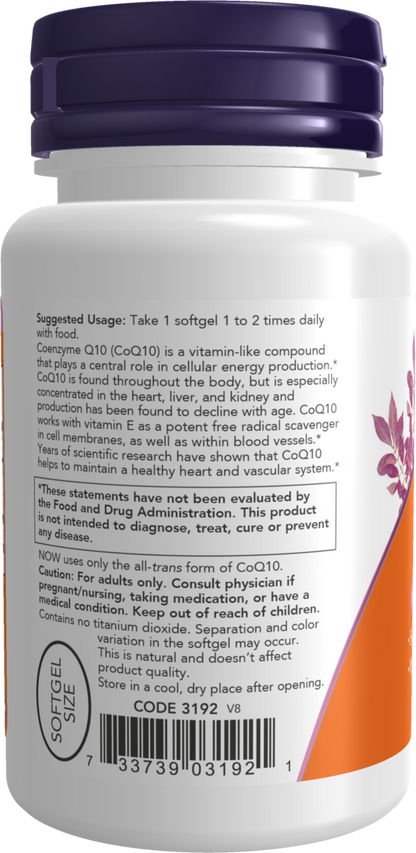 NOW Supplements, CoQ10 50 mg, with Selenium and Vit E, 50 Softgels