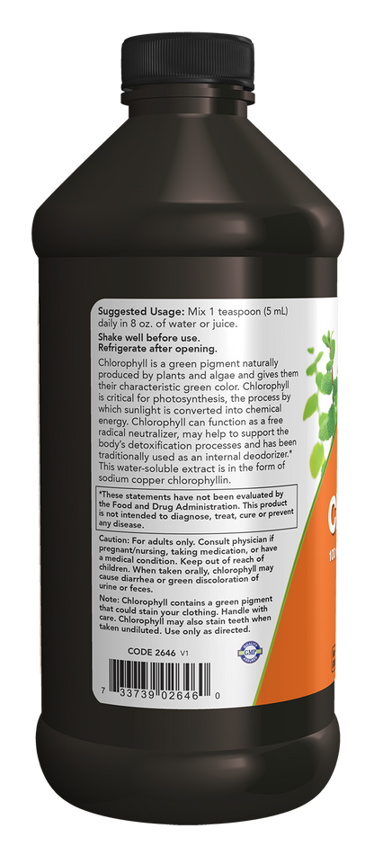NOW Supplements, Unflavored Chlorophyll Liquid, 10mg per Teaspoon, 16 fl oz