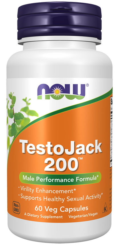 NOW Supplements, TestoJack™ 200 with Tongkat Ali, Tribulus, 60 Veg Caps