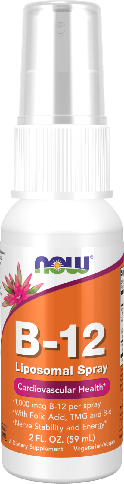 NOW Supplements, Vitamin B-12 Liposomal Spray with Folic Acid, TMG, 2 oz