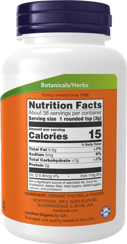 NOW Supplements, Organic Chlorella Powder, 4 oz