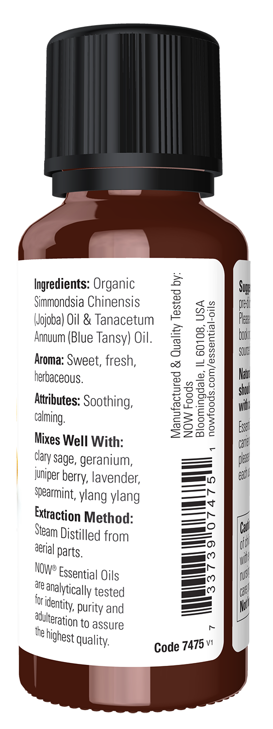 NOW Essential Oils, Blue Tansy Oil Blend with Jojoba, 1 fl. oz
