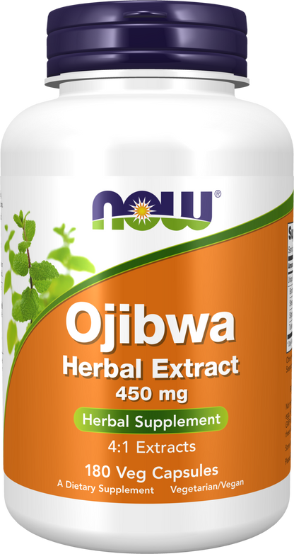 NOW Supplements, Ojibwa Herbal Extract 450 mg, Concentrated Blend of High Quality, Alcohol-fFree, 4:1 Herbal Extracts, 180 Veg Capsules