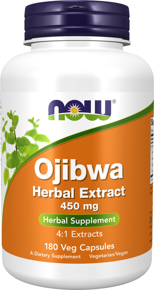 NOW Supplements, Ojibwa Herbal Extract 450 mg, Concentrated Blend of High Quality, Alcohol-fFree, 4:1 Herbal Extracts, 180 Veg Capsules
