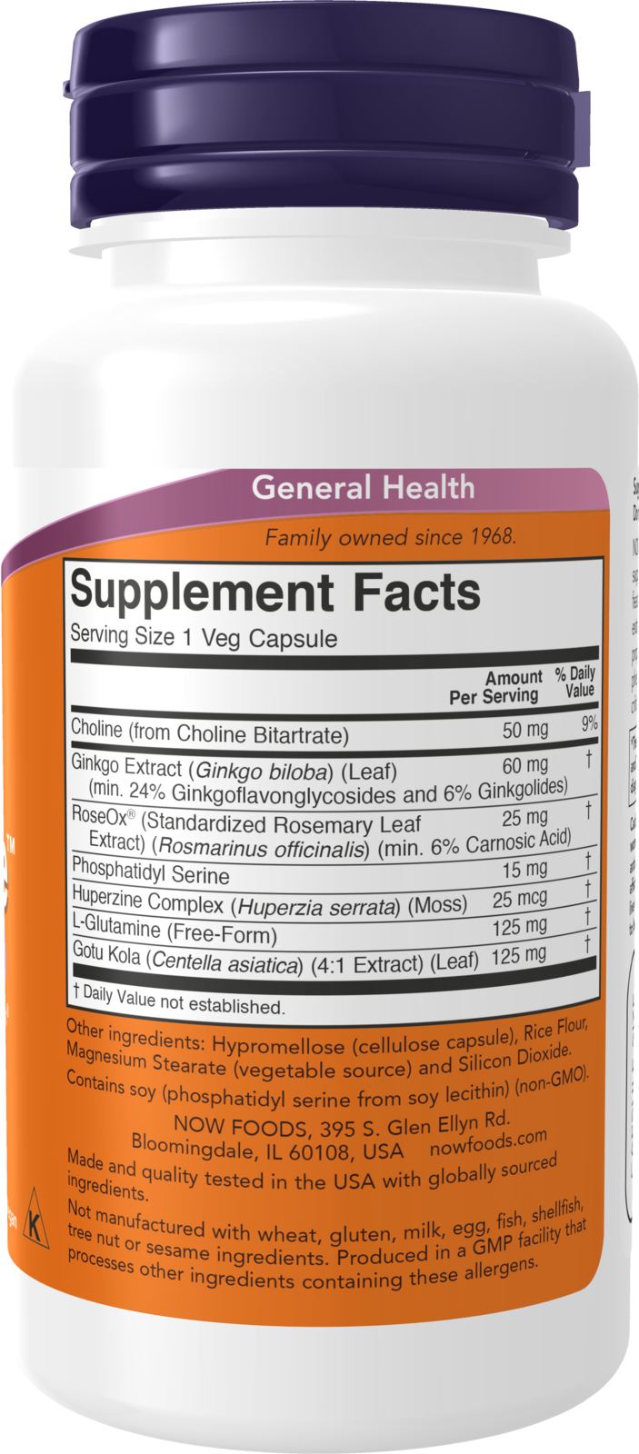 NOW Supplements, Brain Elevate™, Ginkgo Biloba & RoseOx®, 60 Veg Caps