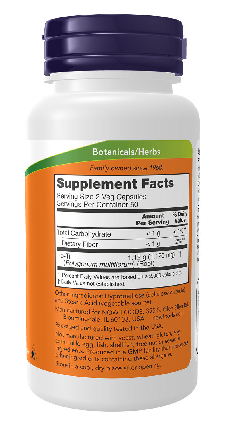 NOW Supplements, Fo-Ti 560 mg, Ho Shou Wu, Herbal Supplement, 100 Veg Caps