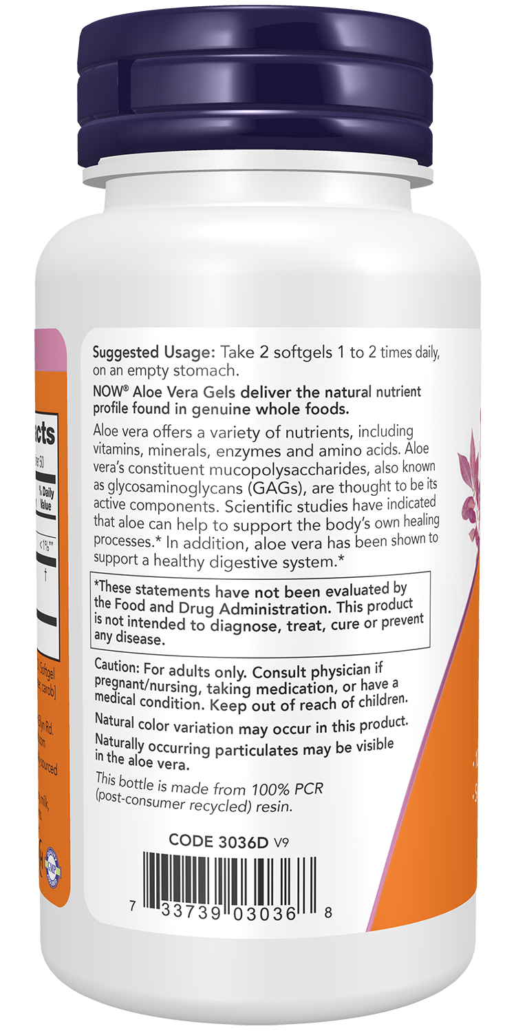 NOW Supplements, Aloe Vera, Digestive Support*, 100 Softgels