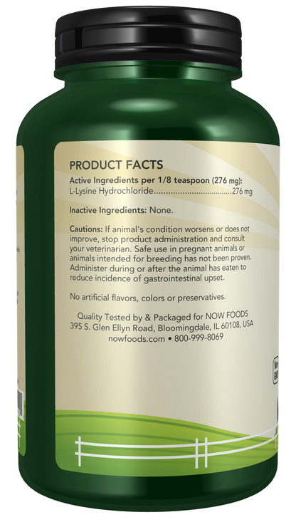 NOW Pet Health, L-Lysine Supplement, Powder, For Cats, 8-Ounce