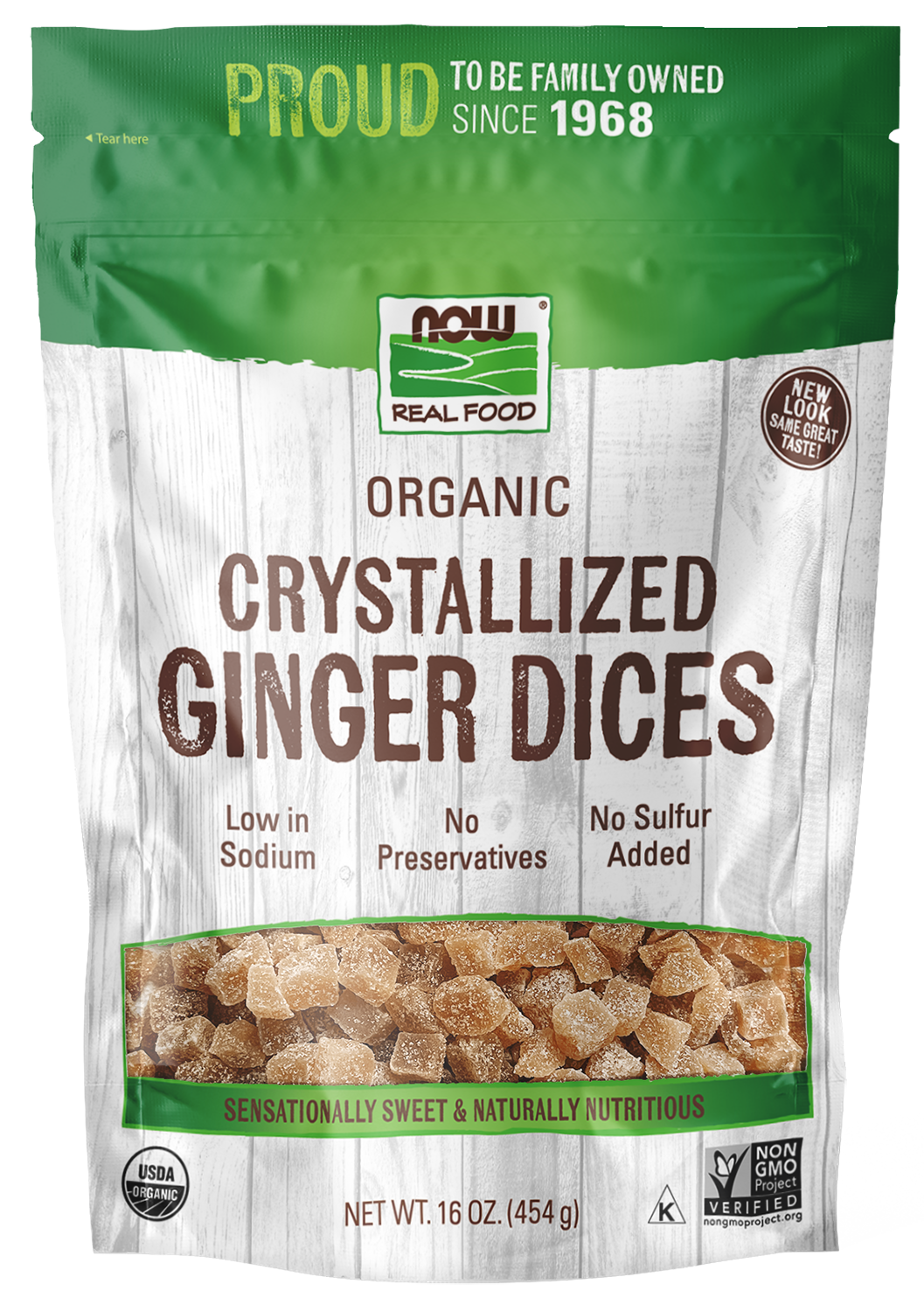 NOW Foods, Organic Crystallized Ginger Dices, No Preservatives, 16 oz