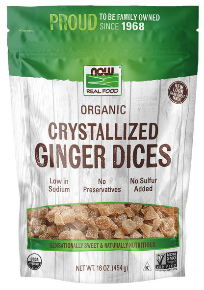 NOW Foods, Organic Crystallized Ginger Dices, No Preservatives, 16 oz