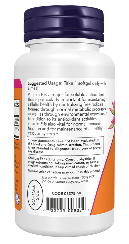 NOW Supplements, Vitamin E-400 IU, D-Alpha Tocopheryl, 100 Softgels