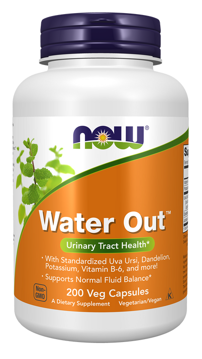 NOW Supplements, Water Out, Standardized Uva Ursi, Dandelion, 200 Veg Caps