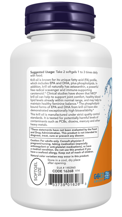 NOW Supplements, Krill Oil 500 mg, Phospholipid-Bound Omega-3, 120 Softgels