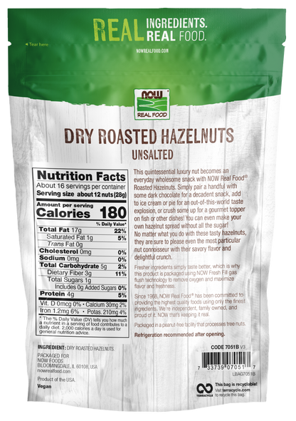 NOW Foods, Hazelnuts, Dry Roasted & Unsalted, 16 oz