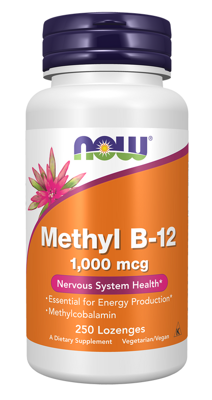 NOW Supplements, Methyl B-12 1000 mcg, Nervous System Health*, 250 Lozenges
