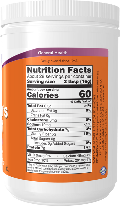 NOW Supplements, Brewer's Yeast Powder, Super Food, 1 lb