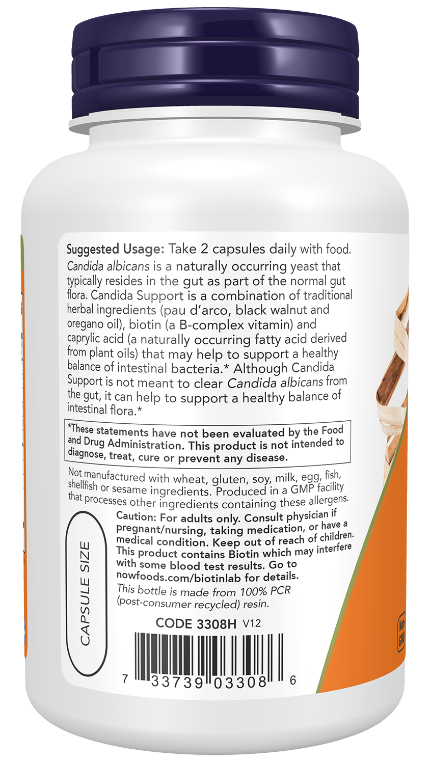 NOW Supplements, Candida Support with Pau D'Arco, Oregano Oil, 90 Veg Caps