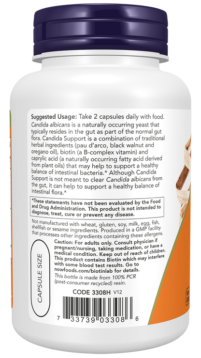NOW Supplements, Candida Support with Pau D'Arco, Oregano Oil, 90 Veg Caps