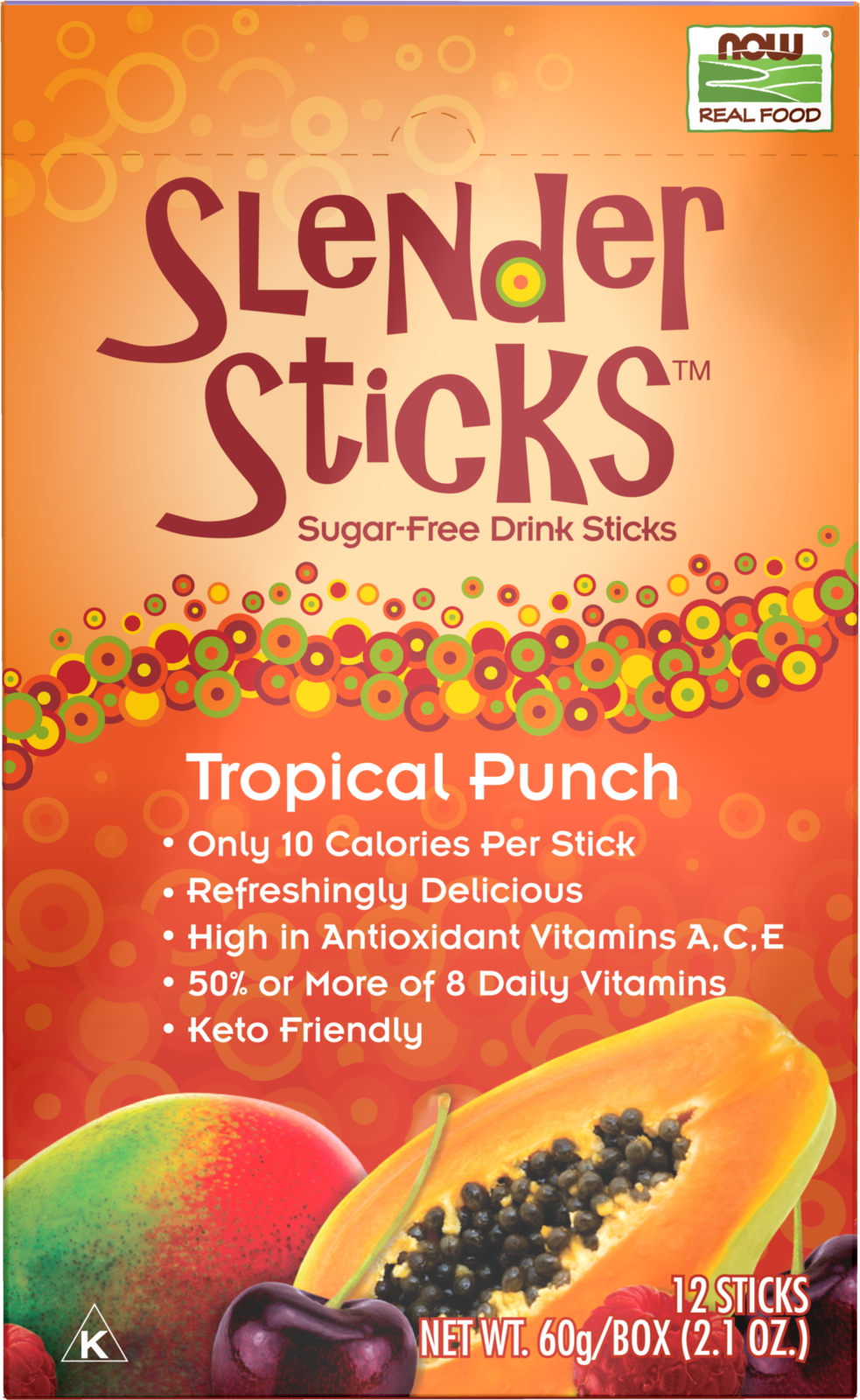 NOW Foods, Slender Sticks, Tropical Punch, 15 Calories Per Stick, 12/Box