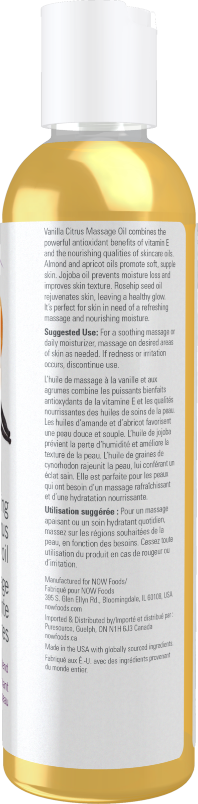 NOW Solutions, Refreshing Vanilla Citrus Massage Oil, 8 fl. oz