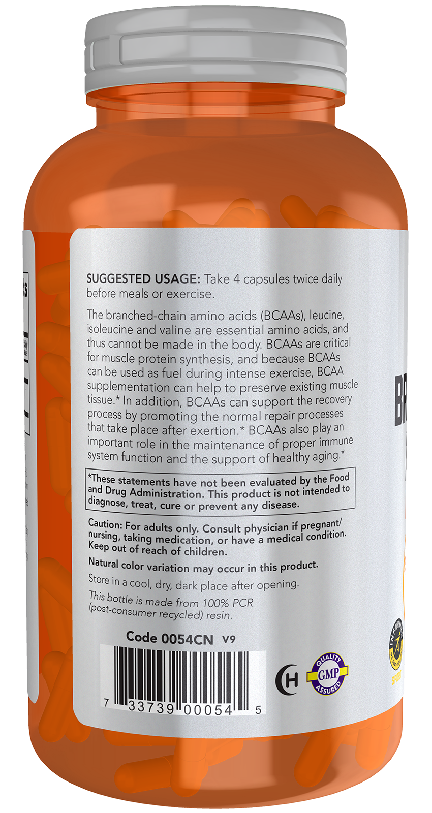 NOW Sports, Branched Chain Amino Acids, Recovery*, 240 Veg Caps