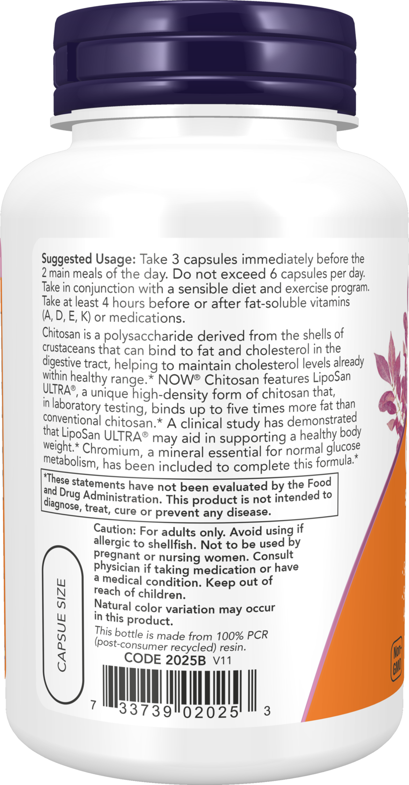 NOW Supplements, Chitosan 500 mg plus Chromium, 120 Veg Caps
