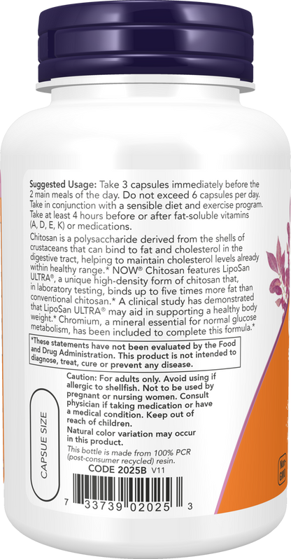 NOW Supplements, Chitosan 500 mg plus Chromium, 120 Veg Caps