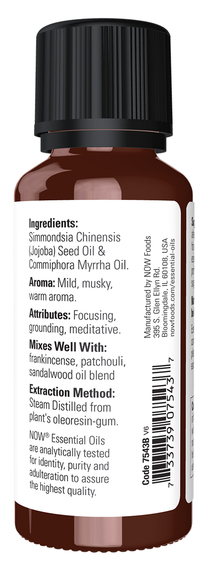 NOW Essential Oils, Myrrh Oil Blend w/ Jojoba, Steam Distilled, 1 fl. oz.