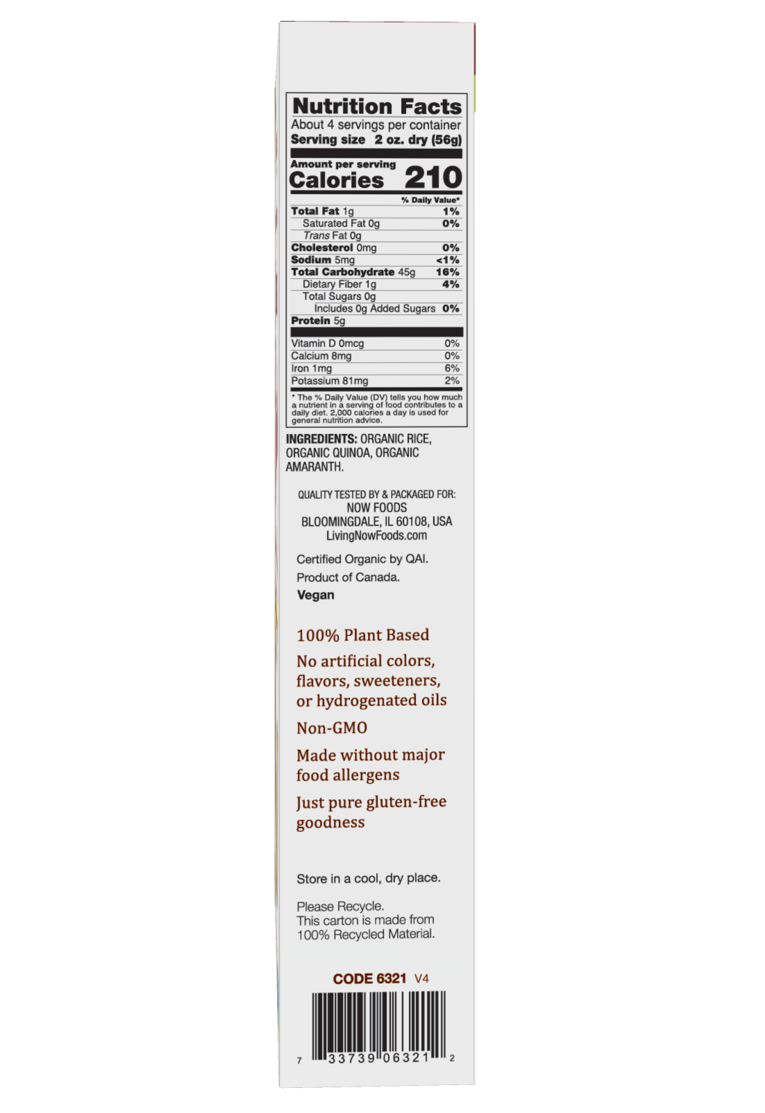 NOW Foods, Organic Quinoa Macaroni, Gluten-Free, Elbow Pasta, 8 oz