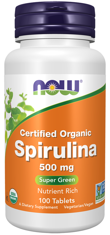 NOW Supplements, Organic Spirulina 500 mg, 100 Tabs