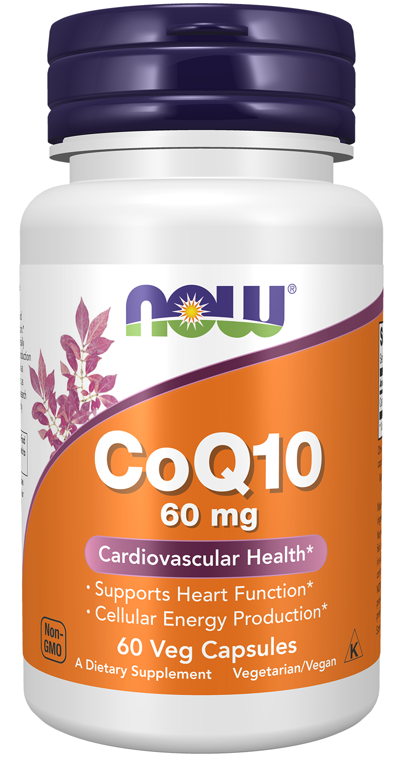 NOW Supplements, CoQ10 60 mg, Pharmaceutical Grade, 60 Veg Caps