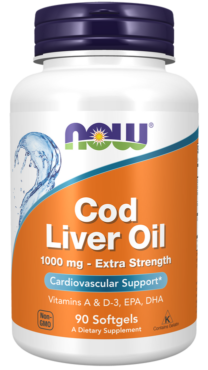 NOW Supplements, Cod Liver Oil 1,000 mg, EPA, DHA, 90 Softgels