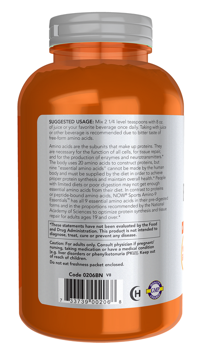 NOW Sports, Amino-9 Essentials™ Powder, Essential Amino Acids, 330g