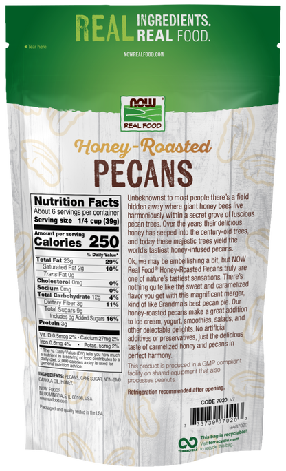 NOW Foods, Honey-Roasted Pecans, Flavor Sensations, 8 oz