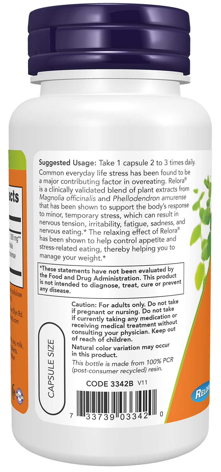 NOW Supplements, Relora 300 mg, Blend of Plant Extracts, 60 Veg Caps